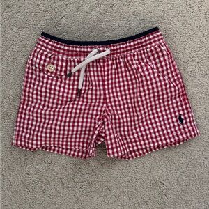 Red Gingham Swim Trunks